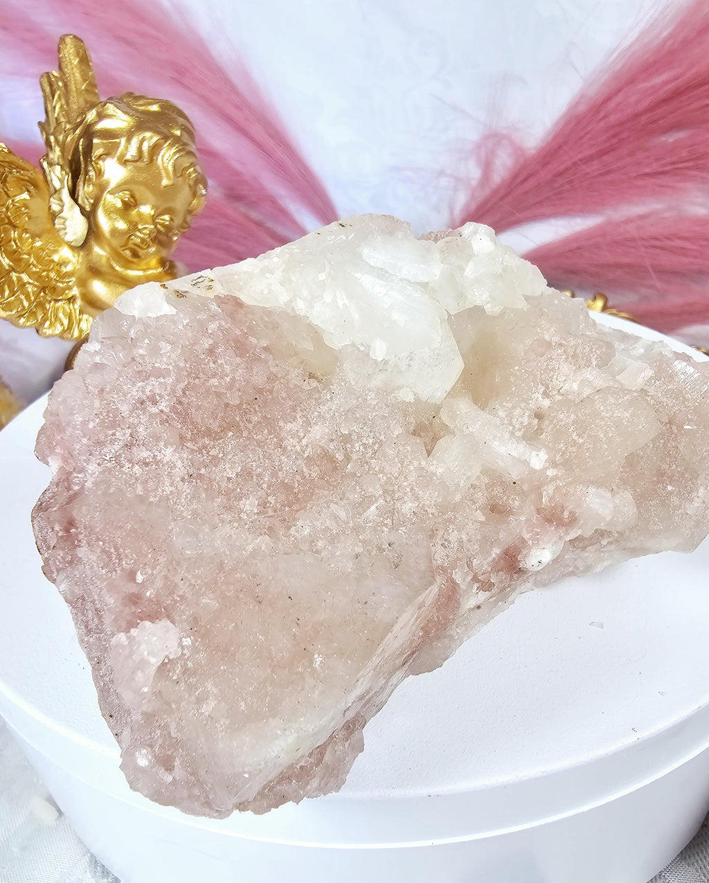 RARE Pink Cotton Candy Sugar Apophyllite from India , Apophyllite, Crystal, Crystal