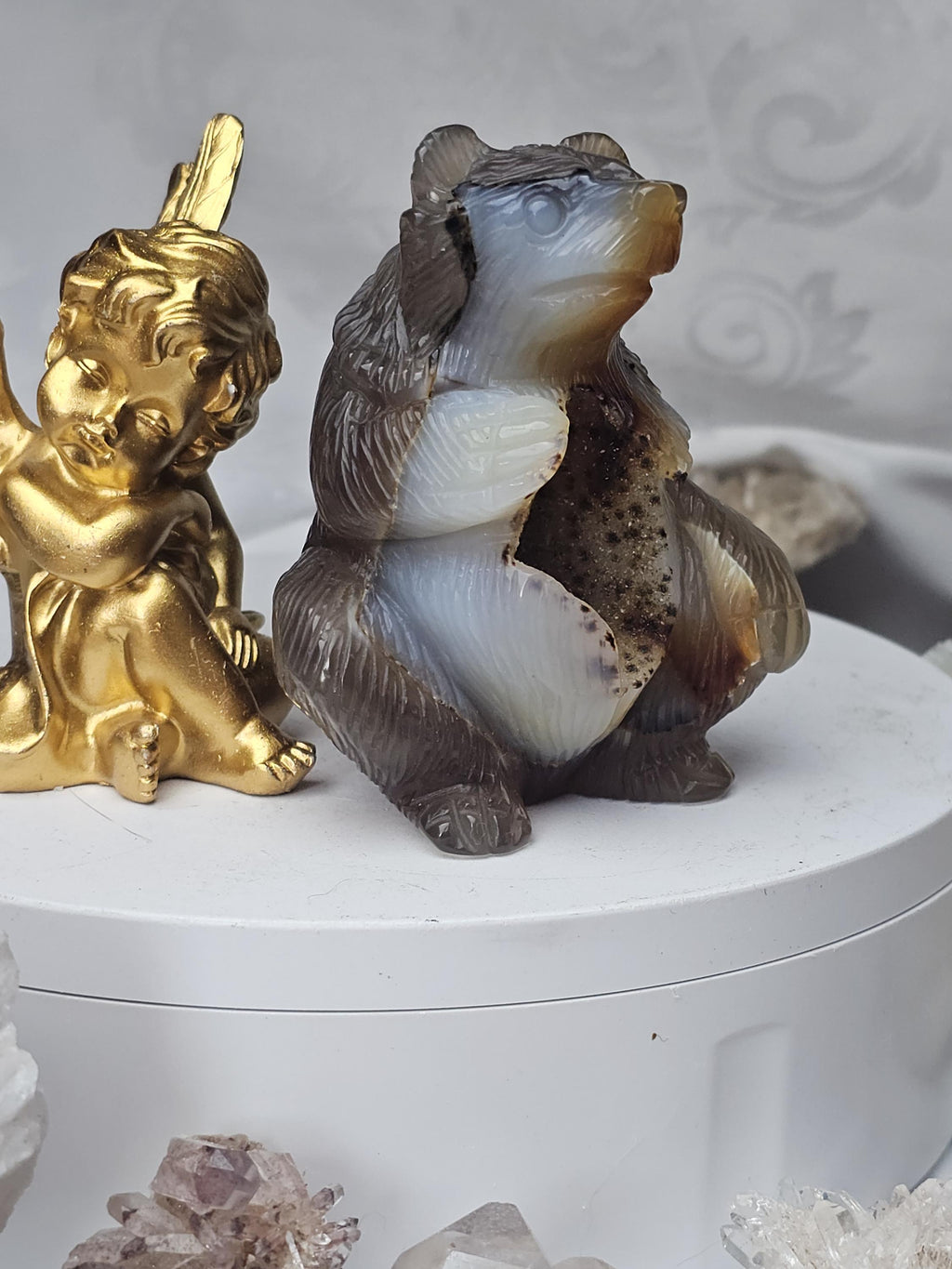 Druzy Agate Bear, Bear Statue, Crystal, Home Decor, Sculpture