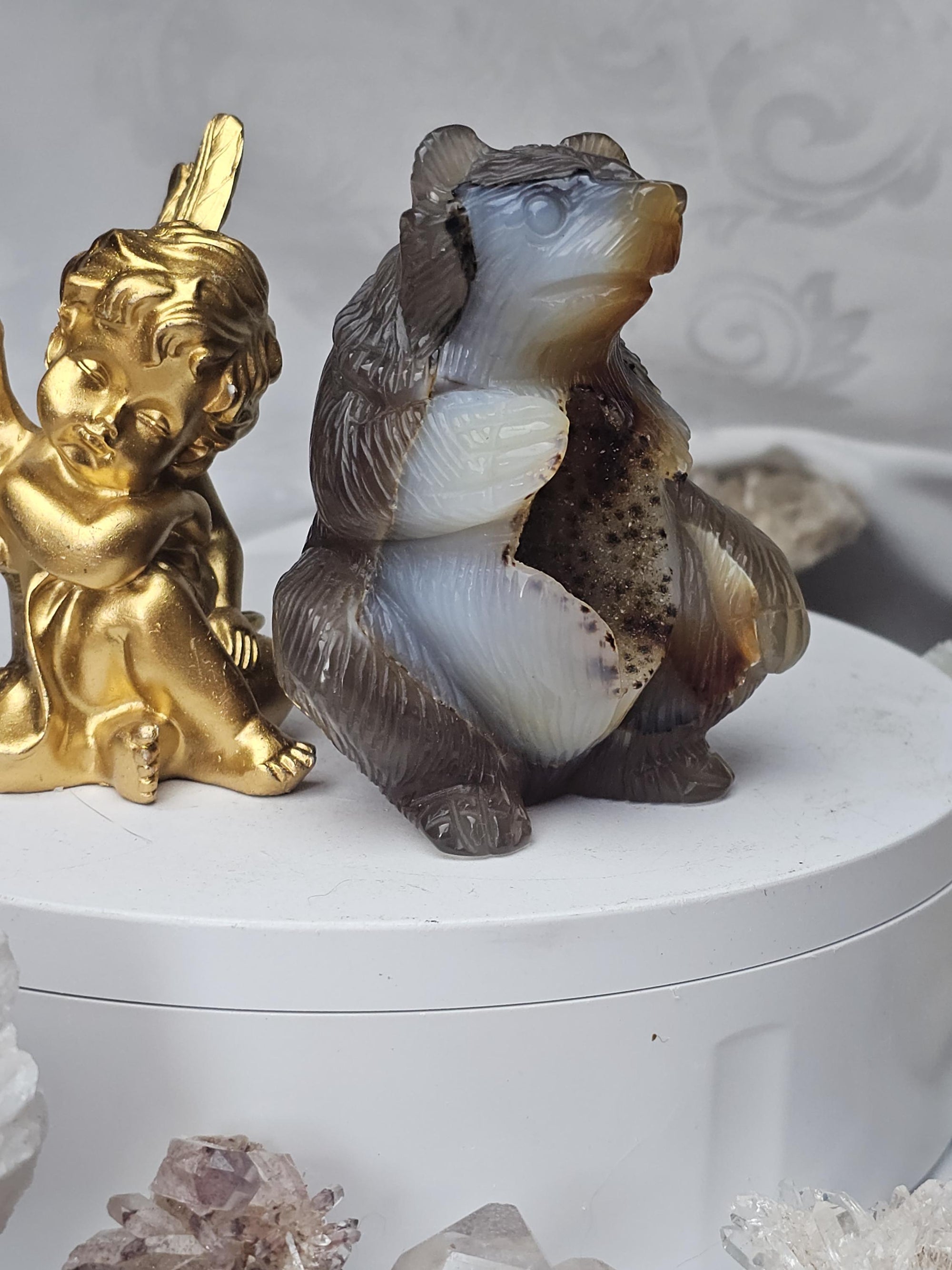 Druzy Agate Bear, Bear Statue, Crystal, Home Decor, Sculpture