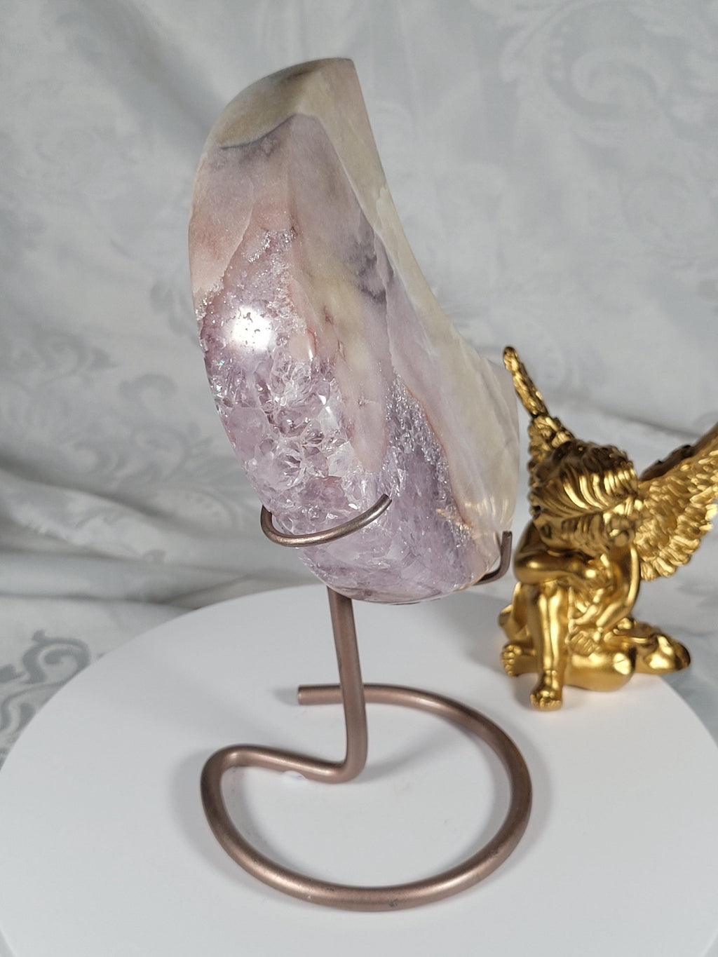 LG Pink Amethyst Moon, Druzy Moon, Crystal Moon,Gift