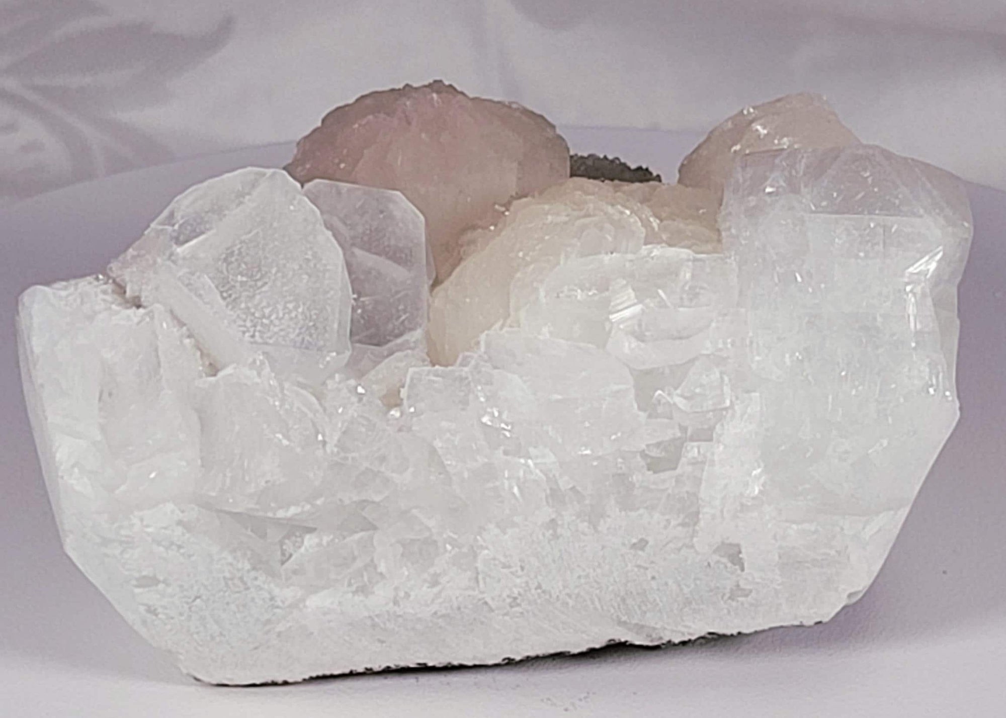 RARE Pink Sugar Apophyllite with Stillbite from India , Apophyllite, Crystal, Crystal