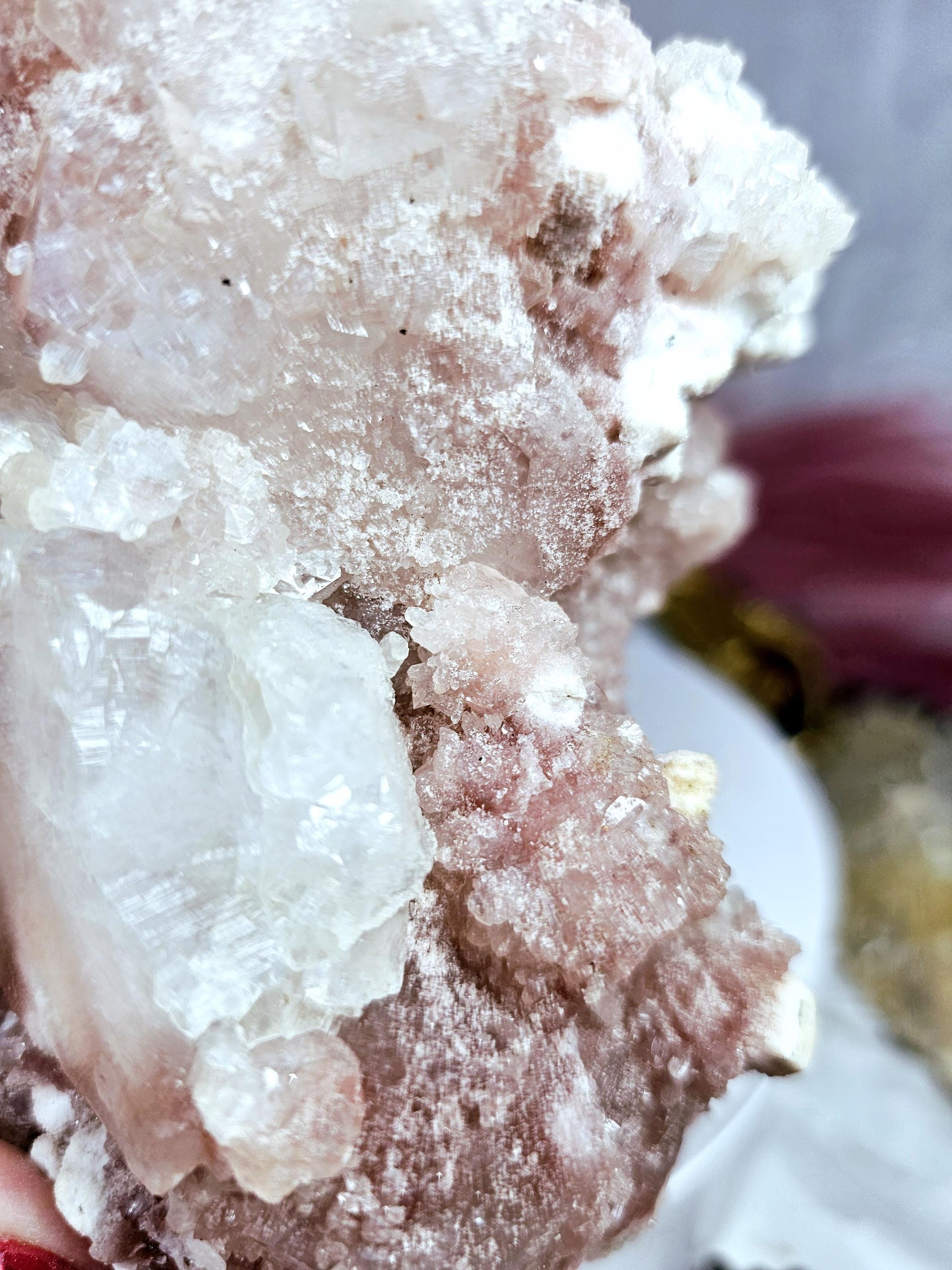 RARE Pink Cotton Candy Sugar Apophyllite from India , Apophyllite, Crystal, Crystal