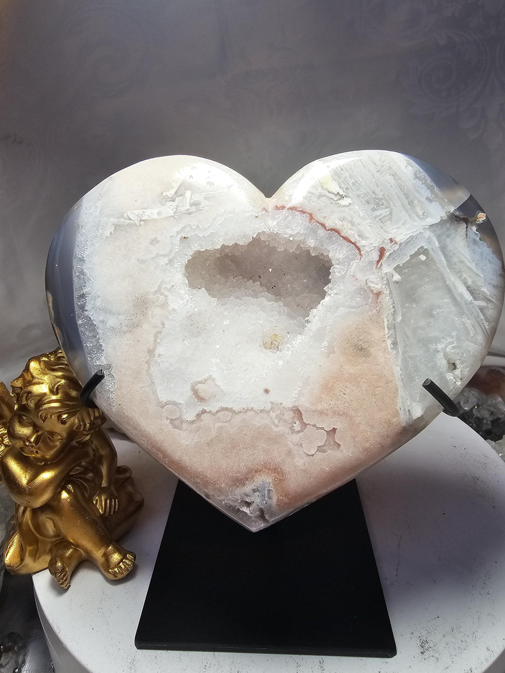 Brazilian Amethyst Druzy Heart, Pink Amethyst Druzy Hearts, Crystal Heart,Gift