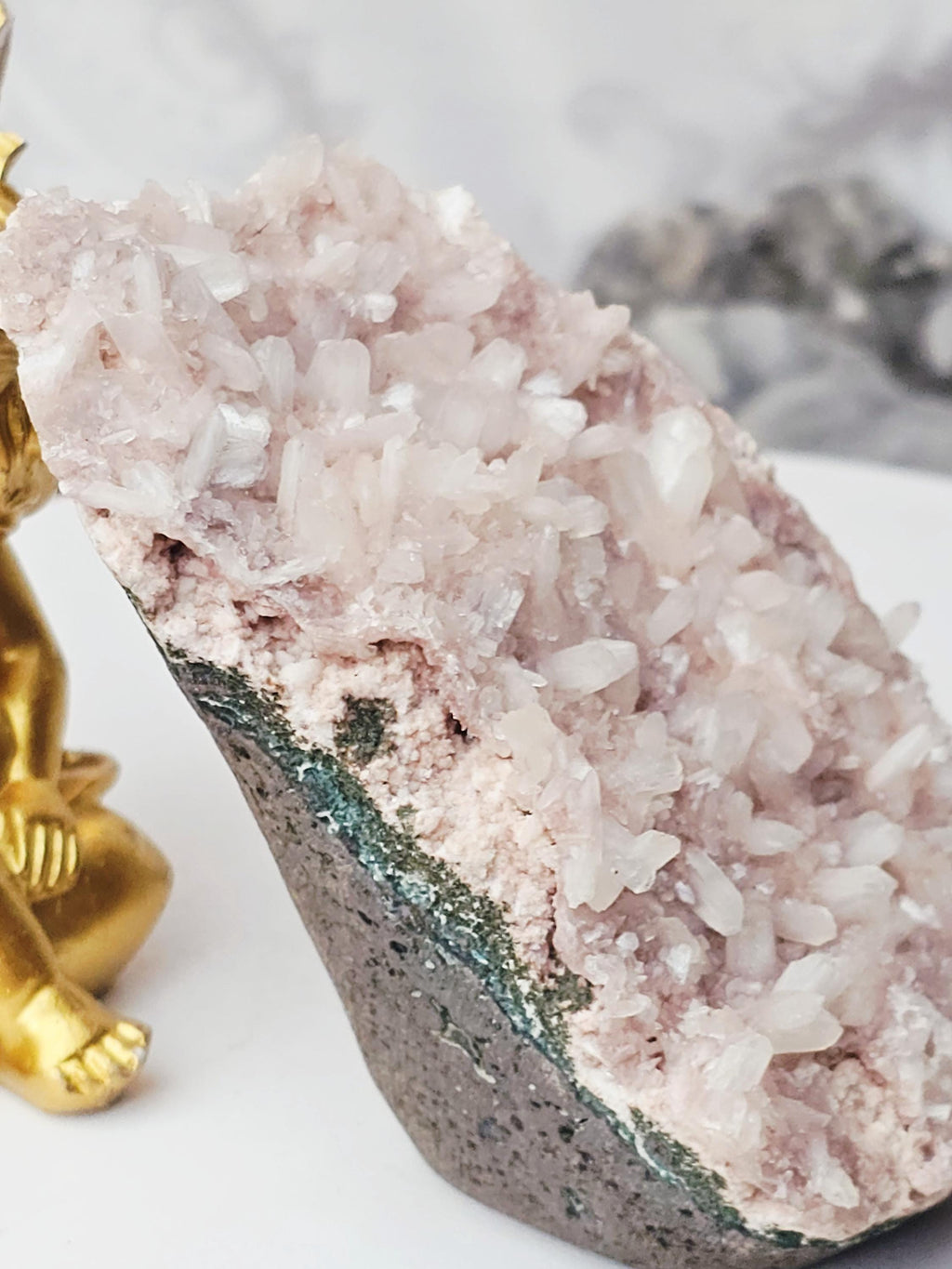 RARE Pink Sugar Apophyllite with Stillbite from India , Apophyllite, Crystal, Crystal