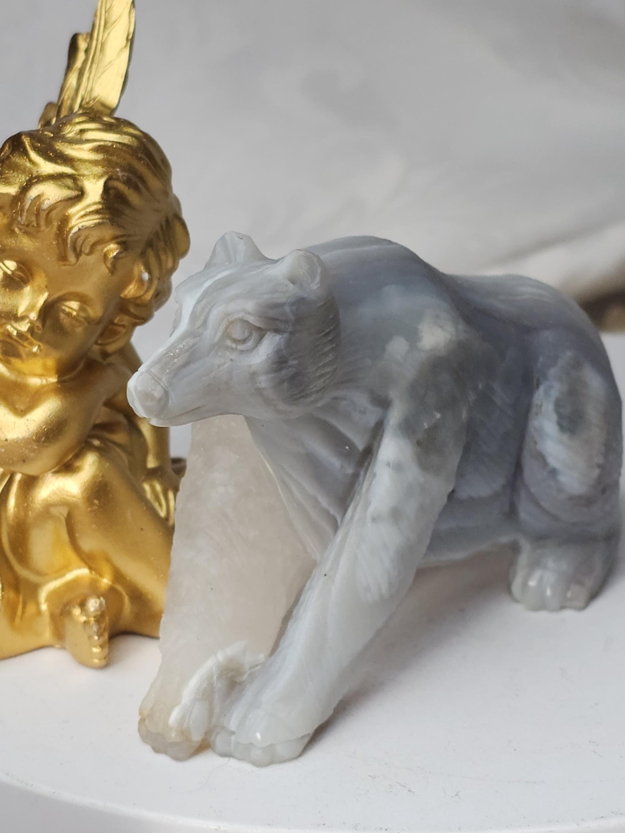 Druzy Agate Bear, Bear Statue, Crystal, Home Decor, Sculpture