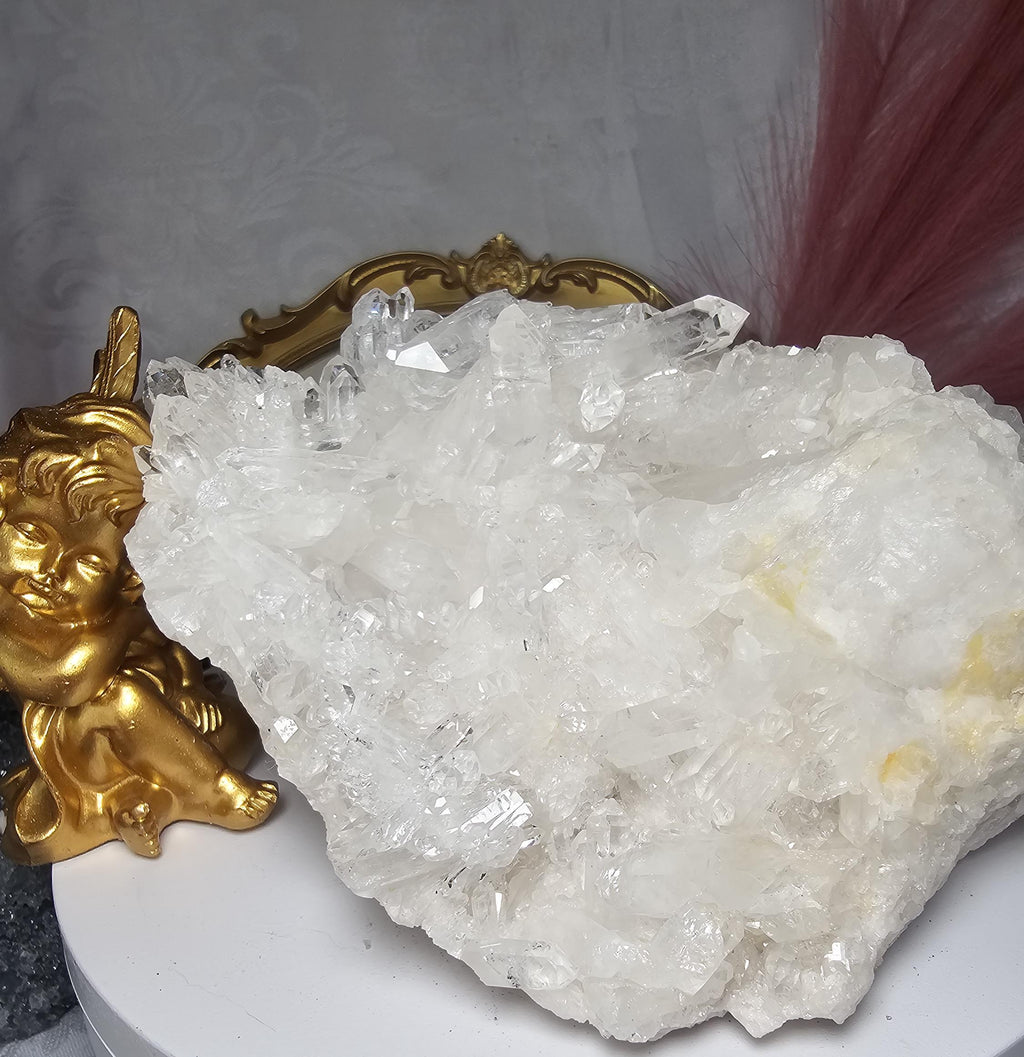 RARE 3lb 9.5 oz Clear Quartz Cluster with Golden Healer,  Columbia, Crystal Cluster