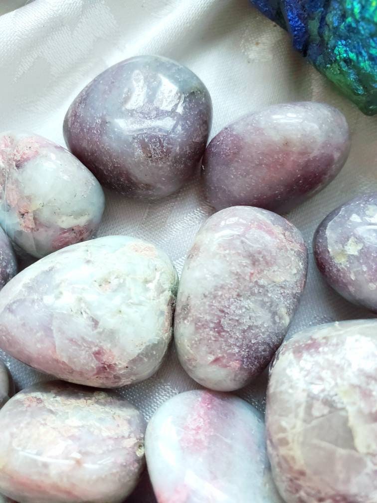 Unicorn Stone Tumbled Stone, Pink Tourmaline with Smoky Quartz and Lepidolite, crystals Healing crystals