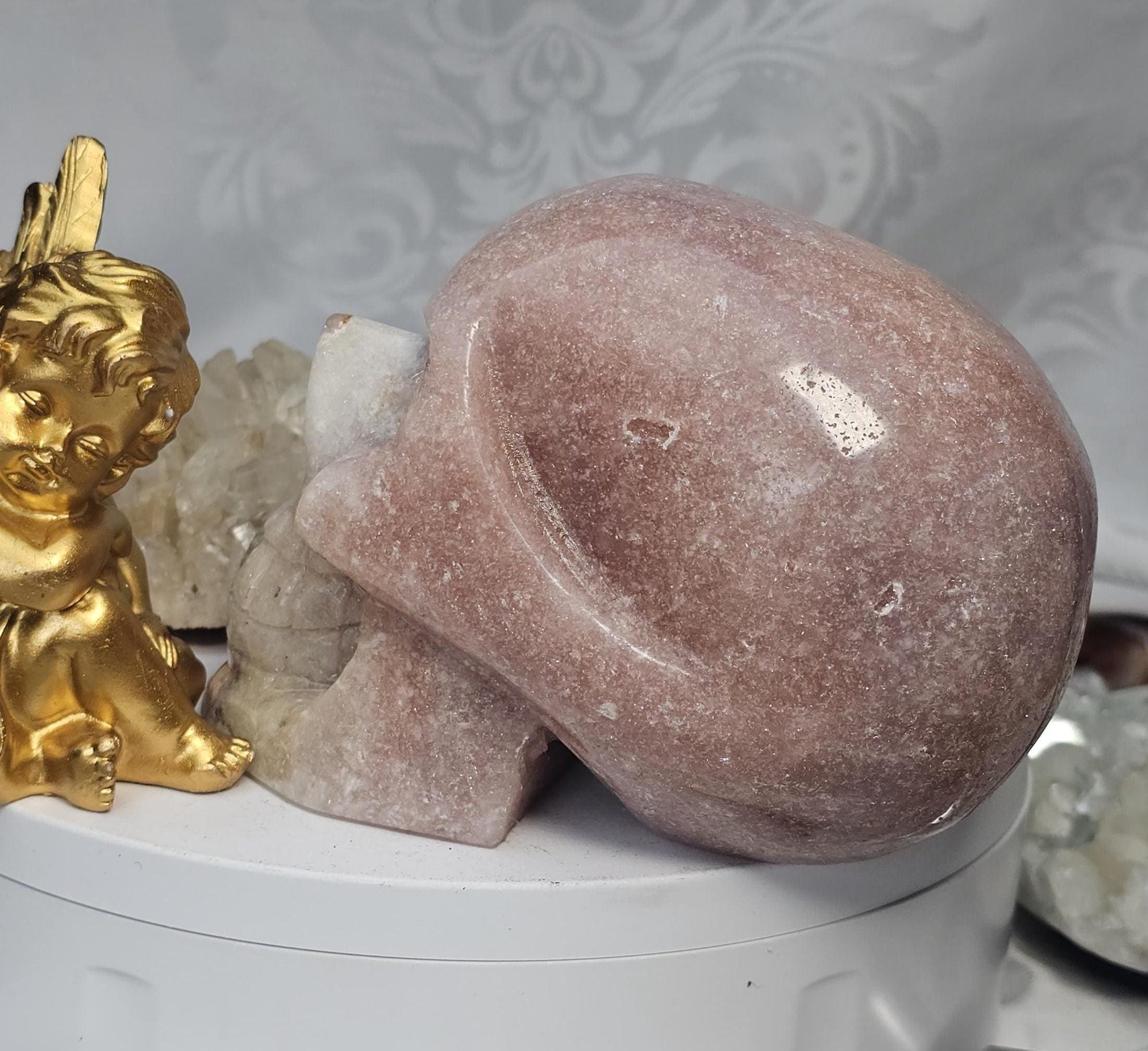 LG Pink Amethyst Skull, Druzy Skull , Crystal Art , Gift