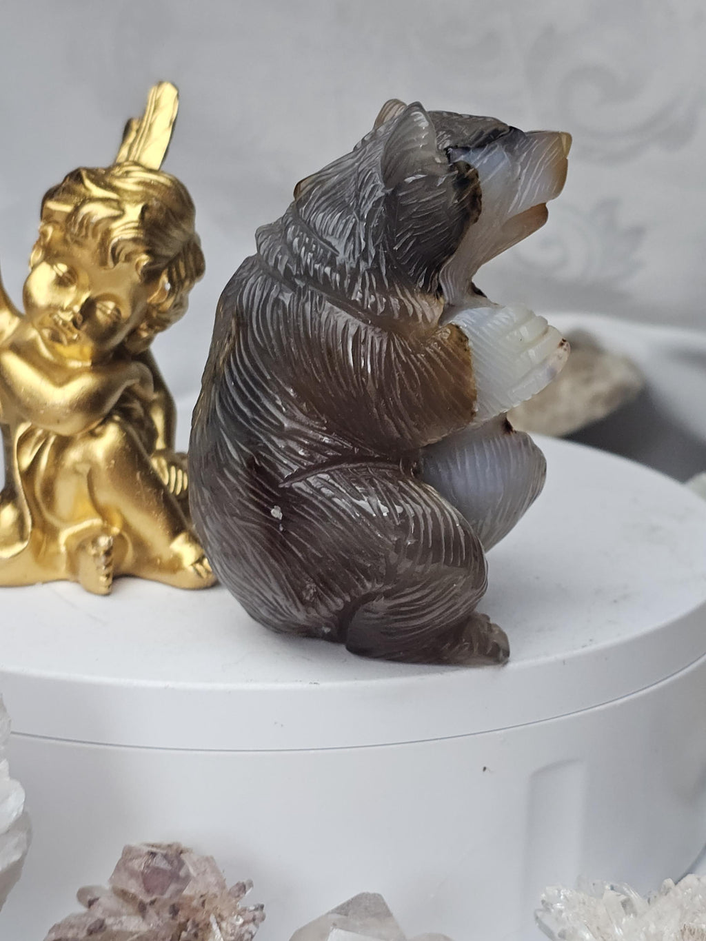 Druzy Agate Bear, Bear Statue, Crystal, Home Decor, Sculpture