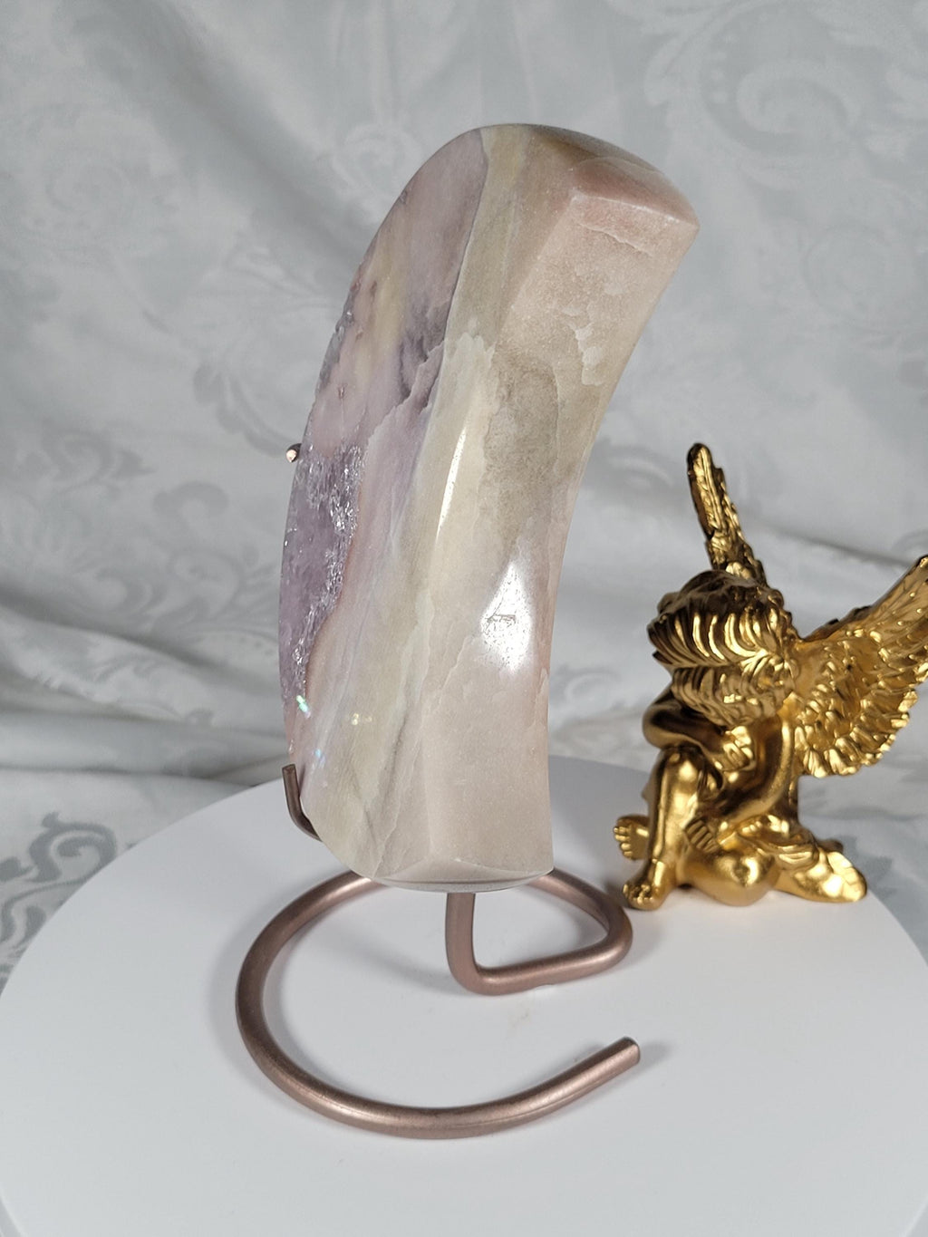 LG Pink Amethyst Moon, Druzy Moon, Crystal Moon,Gift