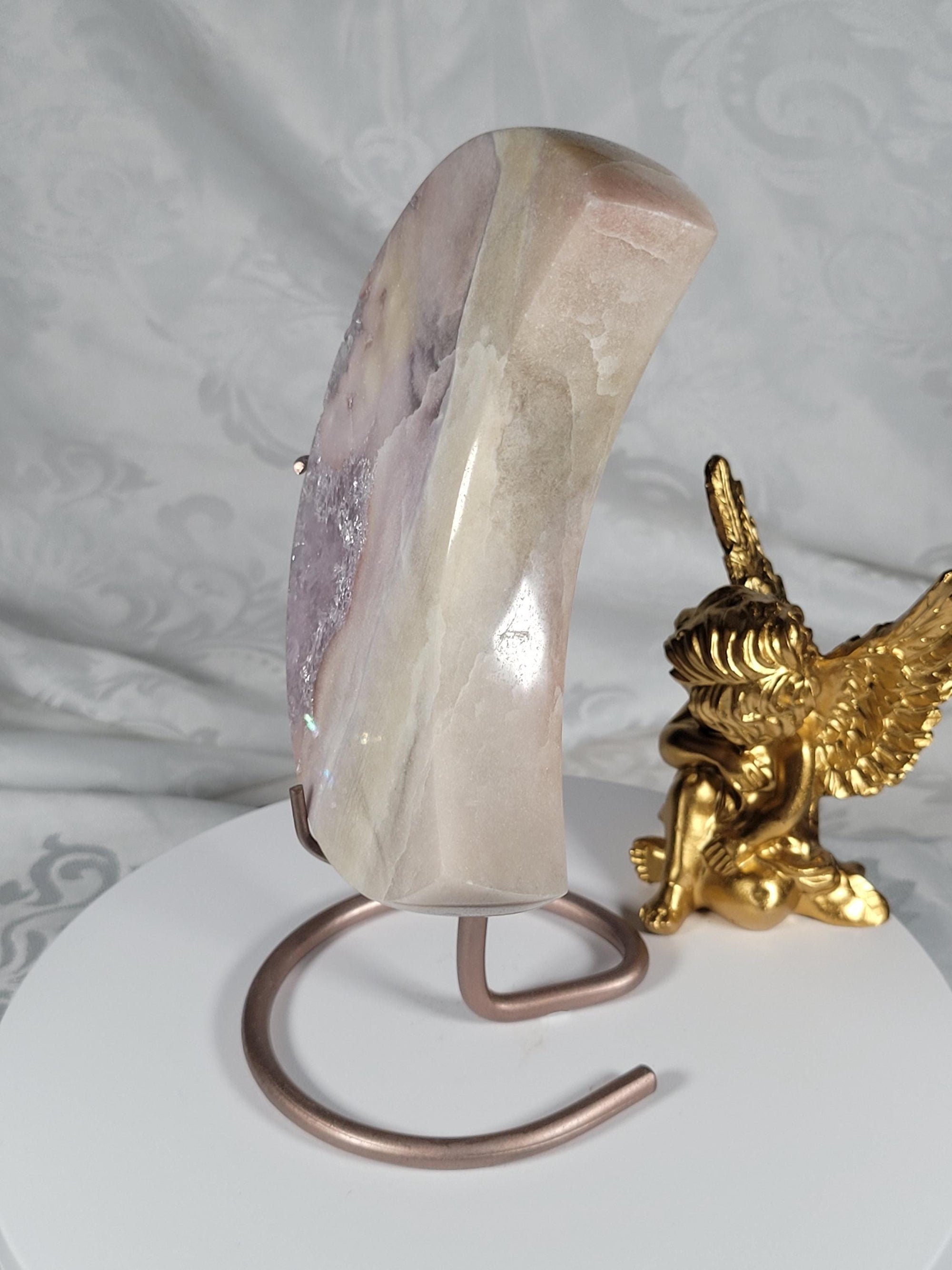 LG Pink Amethyst Moon, Druzy Moon, Crystal Moon,Gift