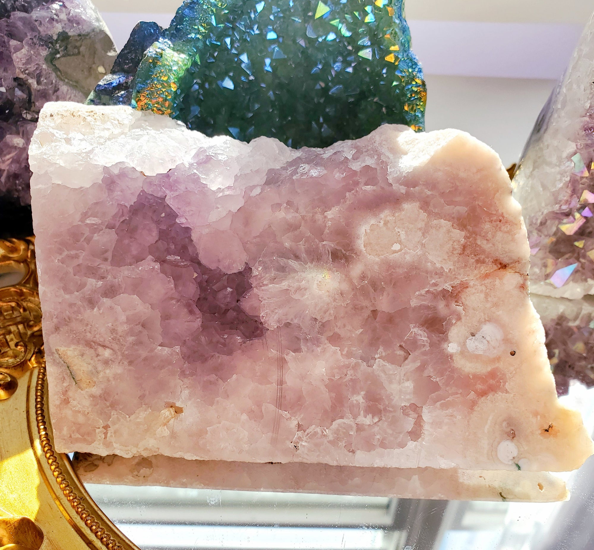 RARE Amethyst Flower Agate Slab with Druzy, Druzy Flower Agate, Amethyst, Crystal