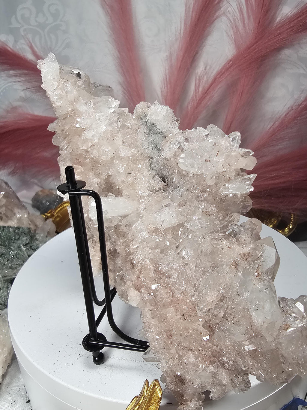 RARE Super Pink Lemurian Quartz Cluster, Columbia, Crystal Cluster