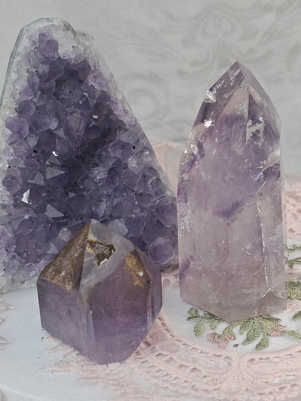 Amethyst Set , Statement Piece Amethyst Set,  Amethyst Golden Healer  Phantom Amethyst, Amethyst Cutbase