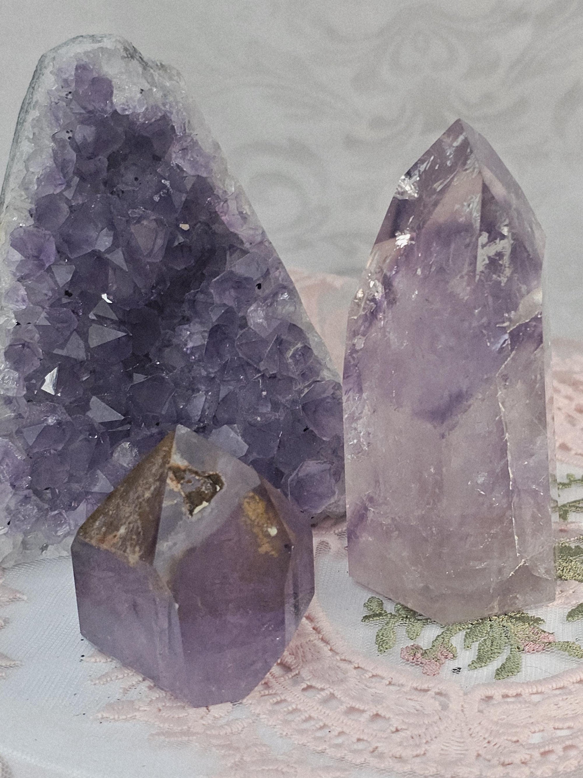Amethyst Set , Statement Piece Amethyst Set,  Amethyst Golden Healer  Phantom Amethyst, Amethyst Cutbase