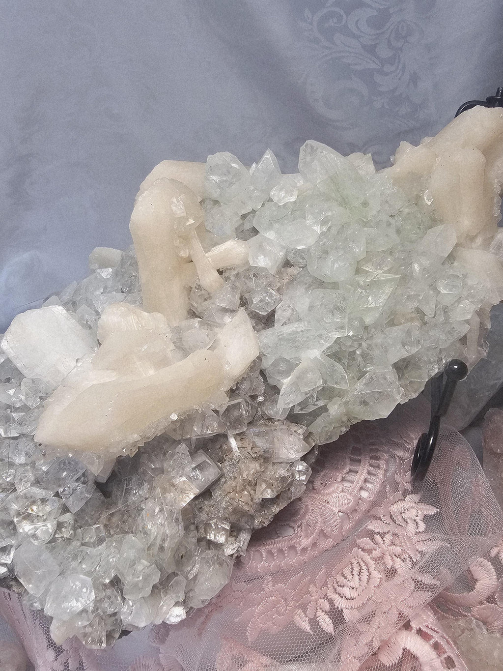 RARE LG 6lb Green Diamond  Apophyllite  with Stillbite from India , Apophyllite, Crystal, Crystals