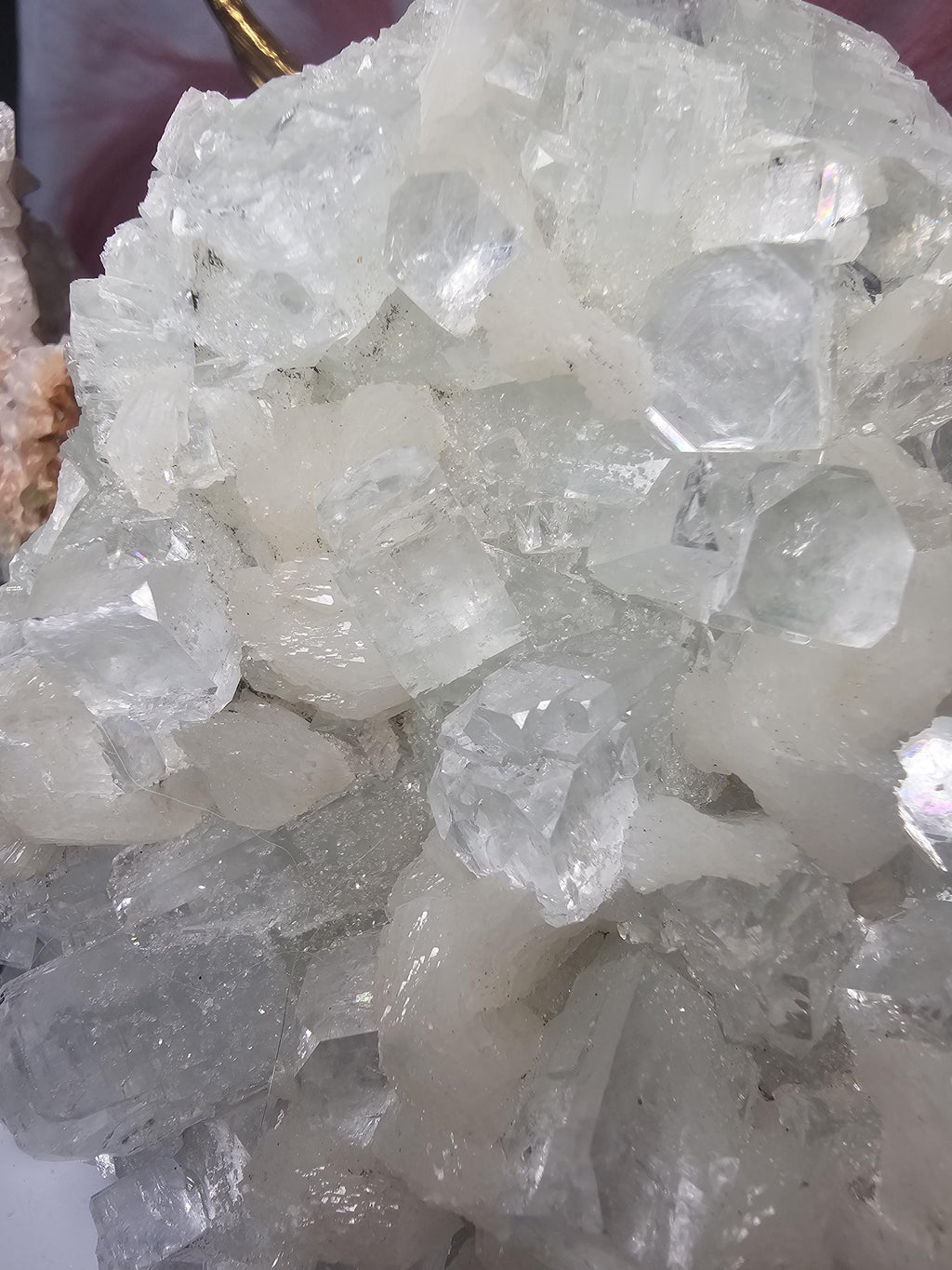 RARE Sugar and Diamond Apophyllite Set with Stillbite from India, Black Apophyllite, Snow White Sugar Apophyllite, Crystal, Crystal Set