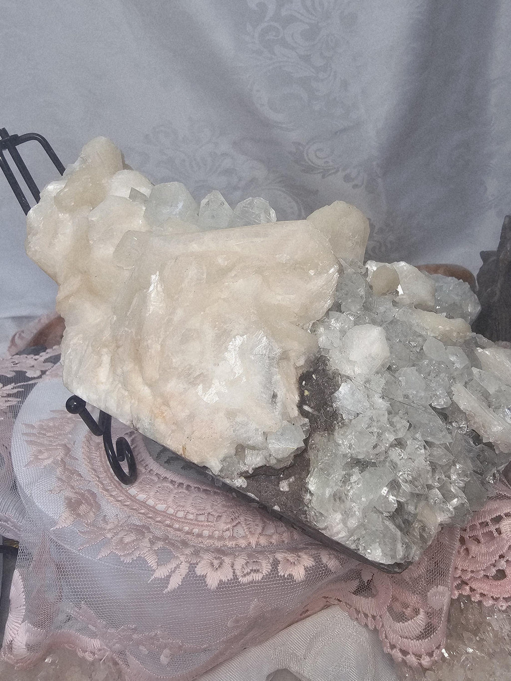 RARE LG 6lb Green Diamond  Apophyllite  with Stillbite from India , Apophyllite, Crystal, Crystals