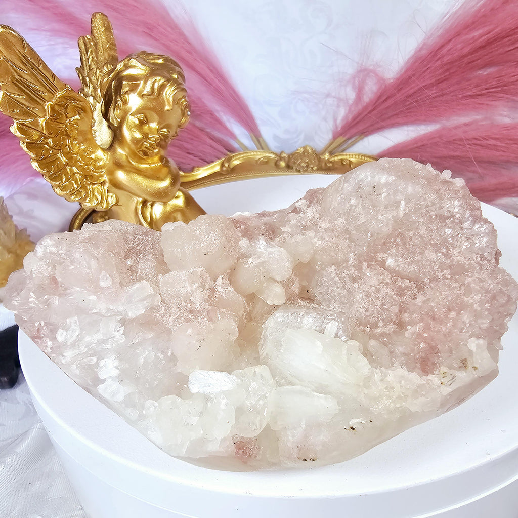 RARE Pink Cotton Candy Sugar Apophyllite from India , Apophyllite, Crystal, Crystal