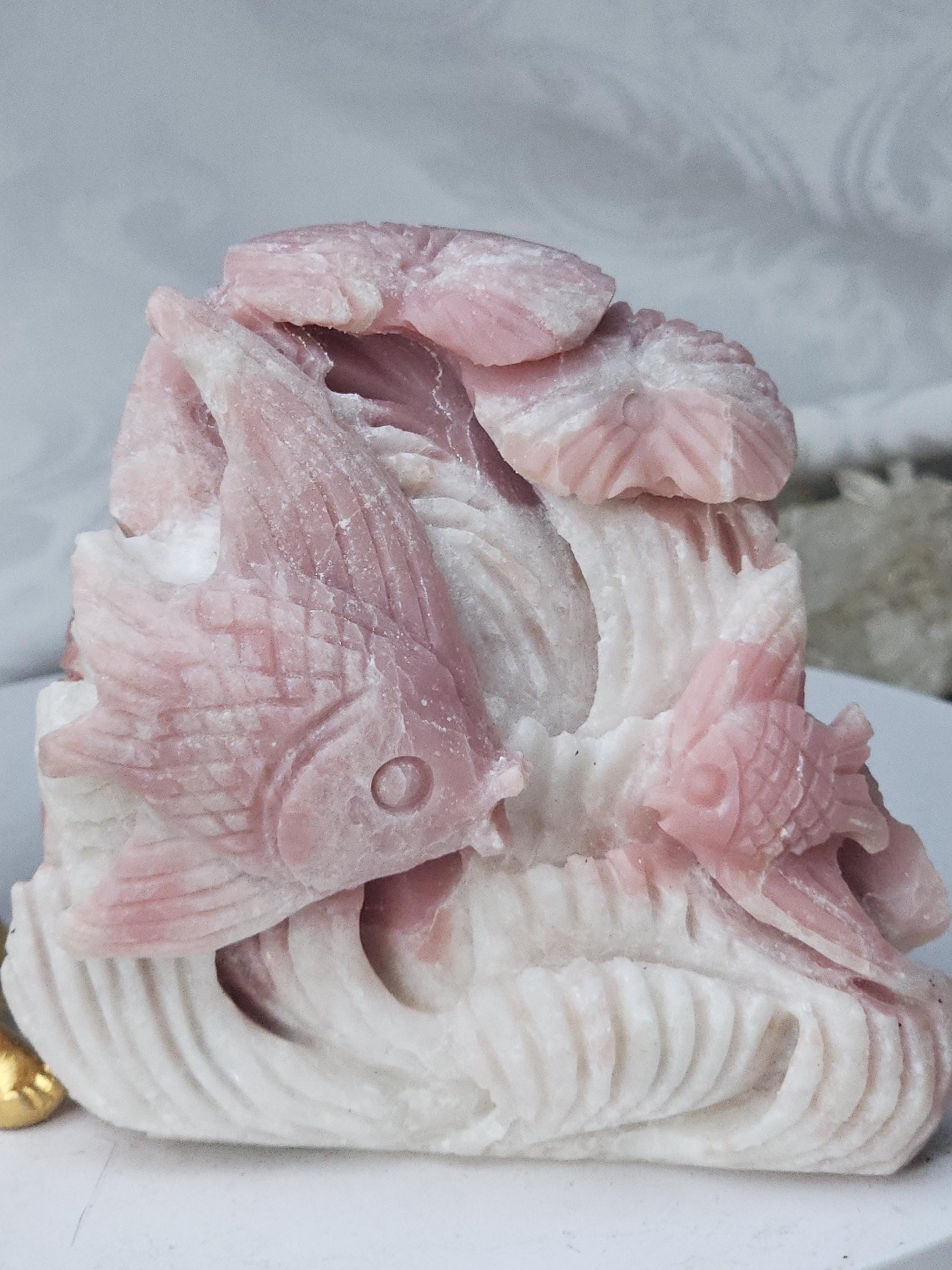 Pink Opal fish, Pink Opal, Pink Fish, Crystal Sculpture, Statement Piece,