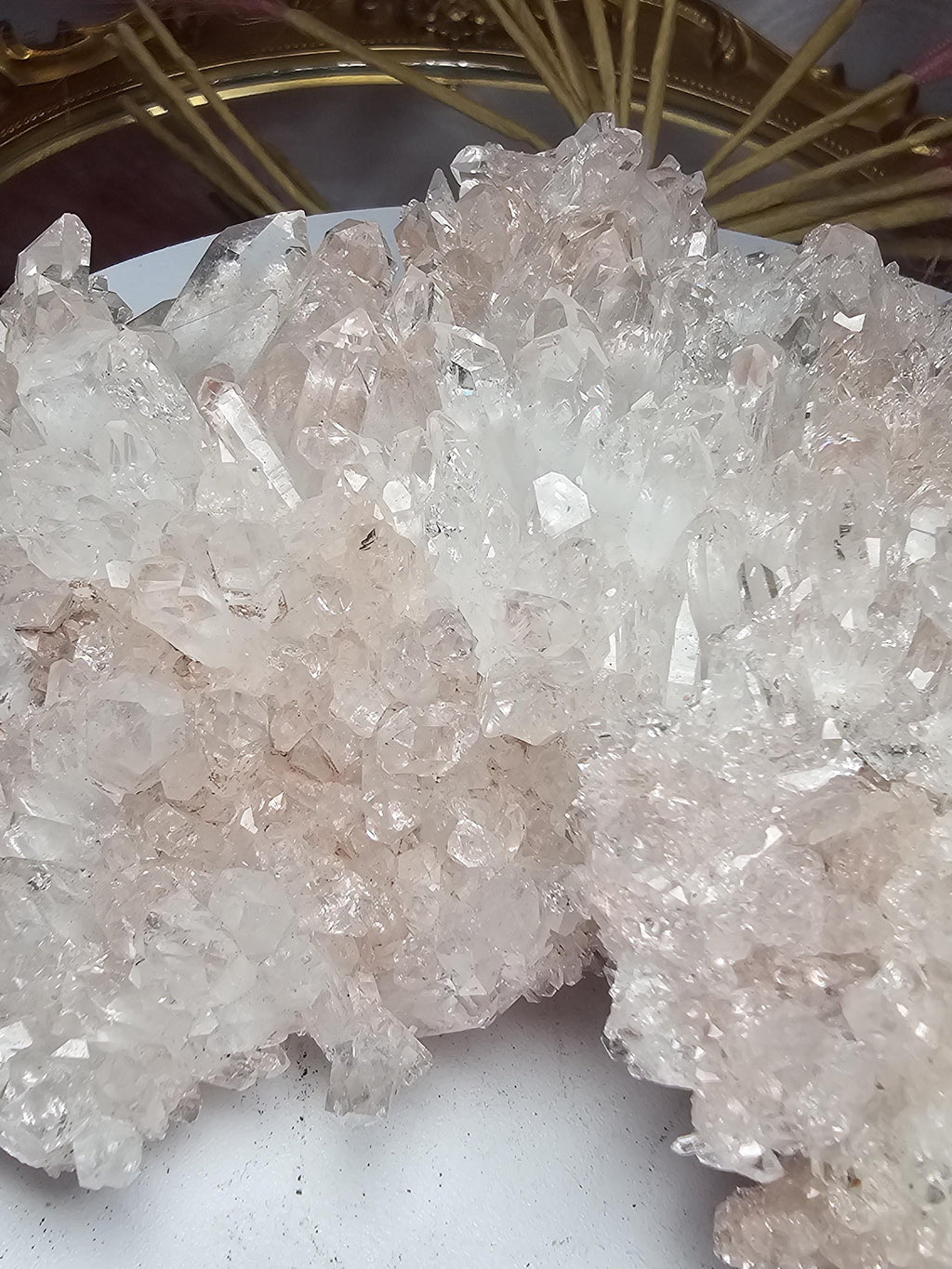 RARE Super Pink Lemurian Quartz Cluster, Columbia, Crystal Cluster