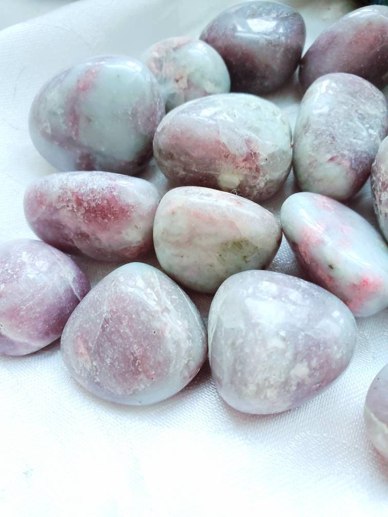 Unicorn Stone Tumbled Stone, Pink Tourmaline with Smoky Quartz and Lepidolite, crystals Healing crystals
