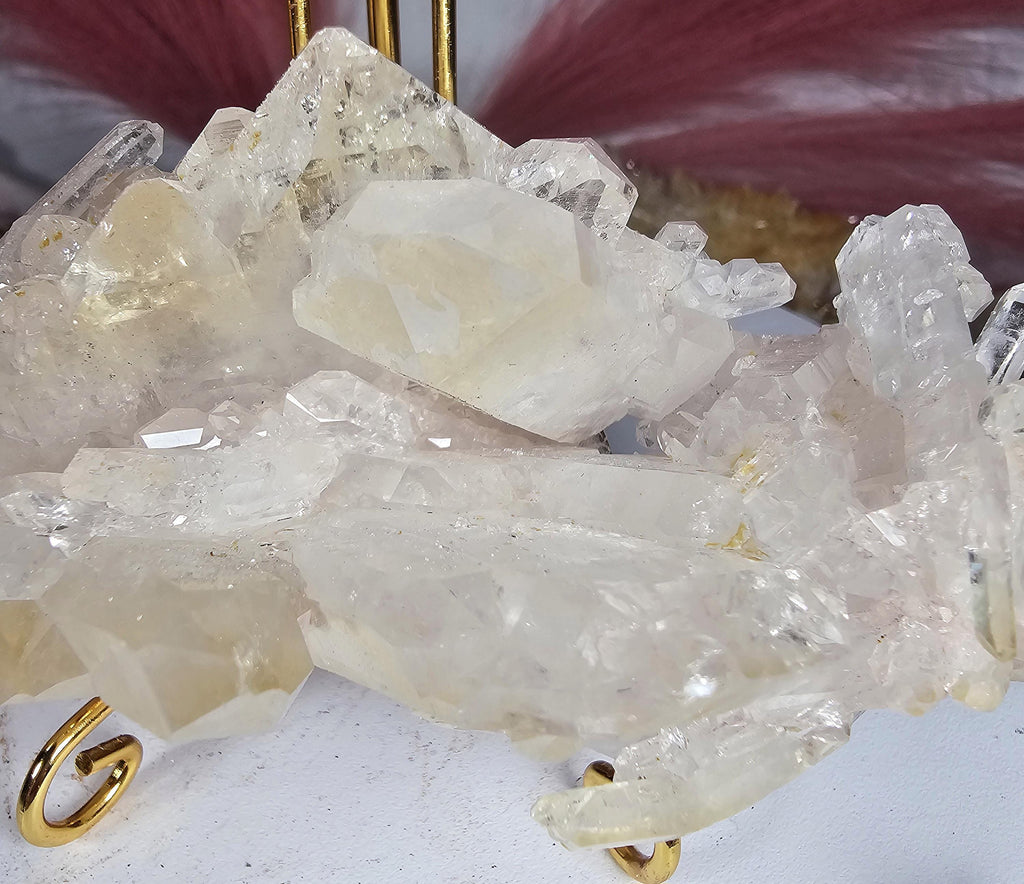 RARE Pink Tabby Lemurian Quartz Cluster, Mango Quartz and Pink Lemurian Quartz Cluster Columbia, Crystal Cluster