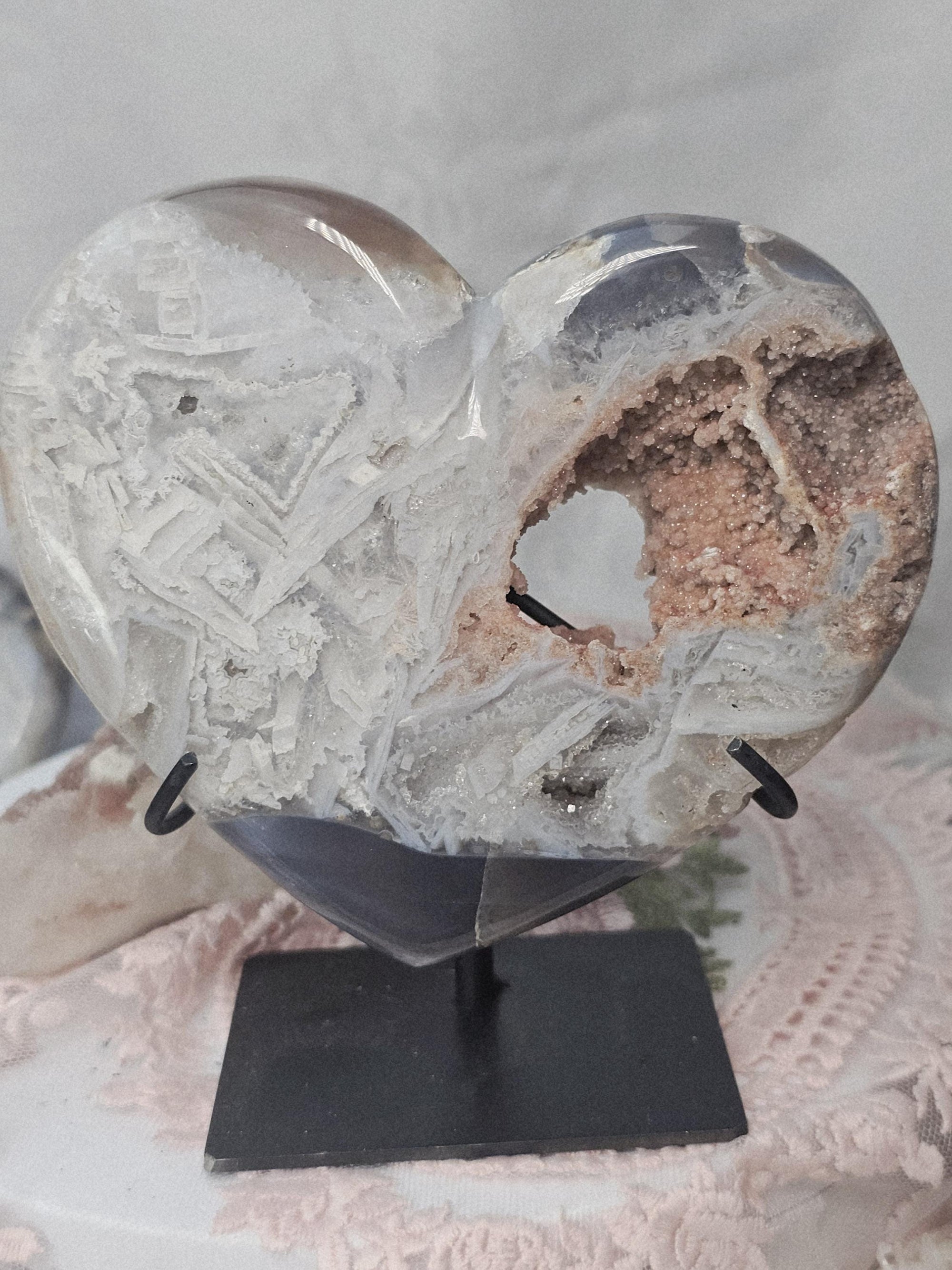 Brazilian Amethyst Druzy Heart, Pink Amethyst Druzy Hearts, Crystal Heart,Gift