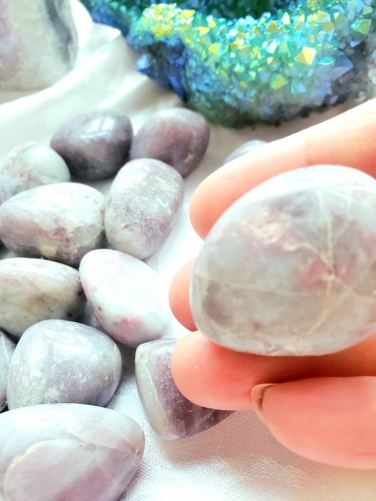 Unicorn Stone Tumbled Stone, Pink Tourmaline with Smoky Quartz and Lepidolite, crystals Healing crystals