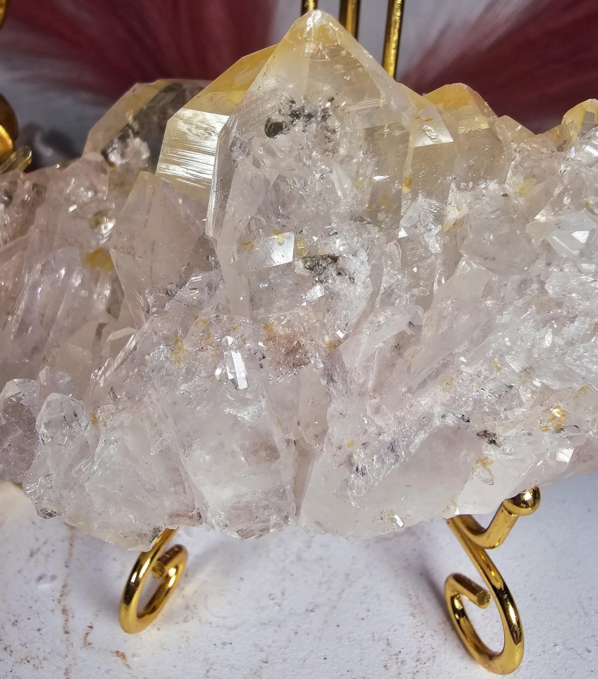 RARE Pink Tabby Lemurian Quartz Cluster, Mango Quartz and Pink Lemurian Quartz Cluster Columbia, Crystal Cluster