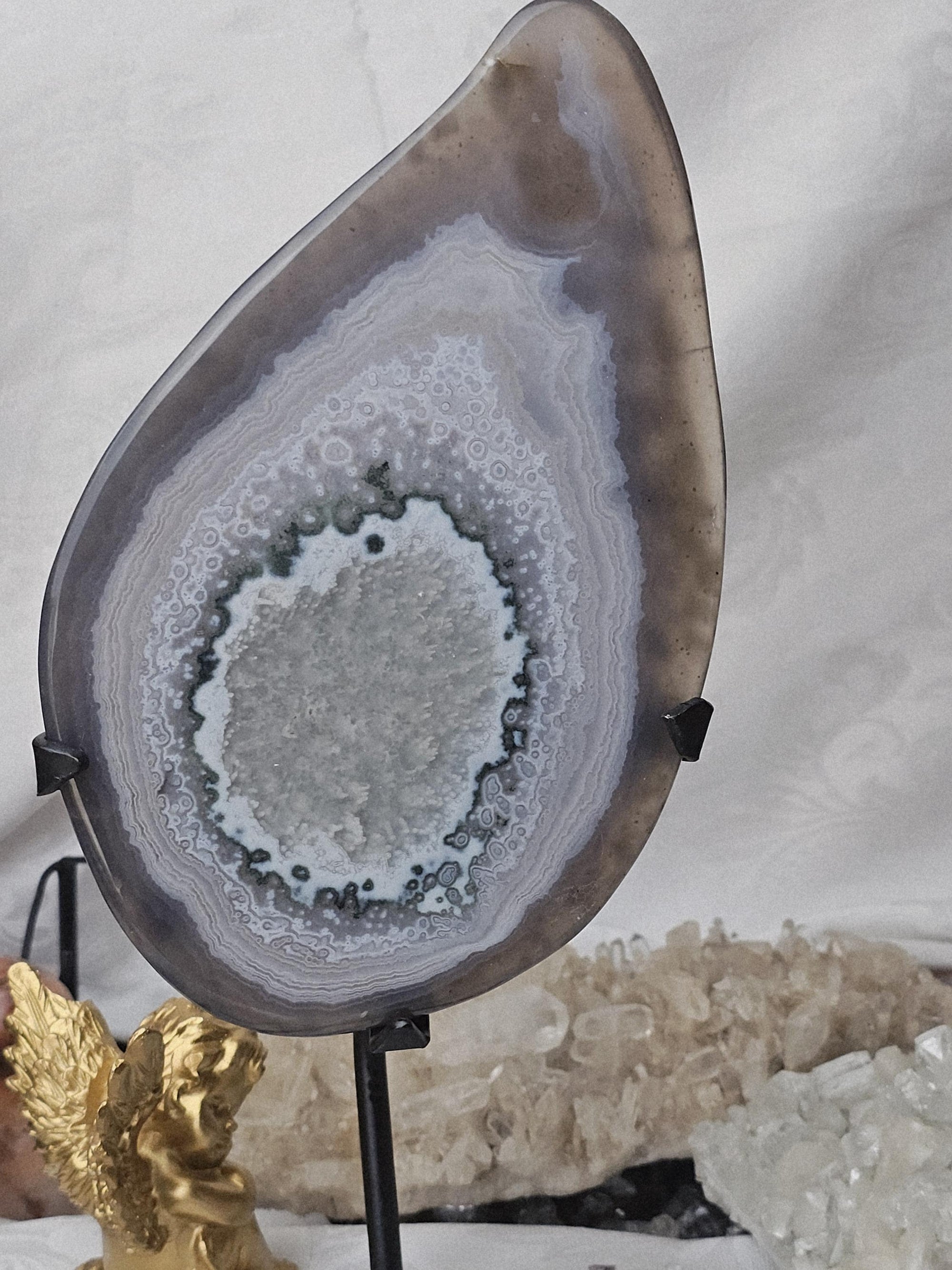 Banded Agate Slab, Statement Piece, Druzy Agate Crystal, Home Decor, Sculpture