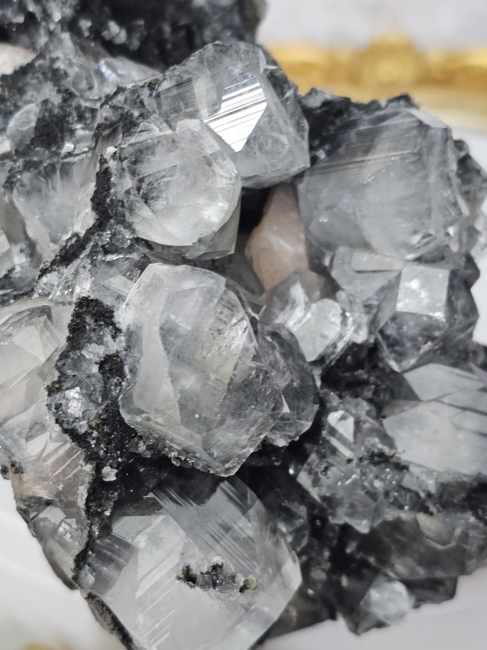 RARE Black Diamond Apophyllite with Stillbite from India , Black Chelsea Apophyllite, Crystal, Healing Crystal, Specimen