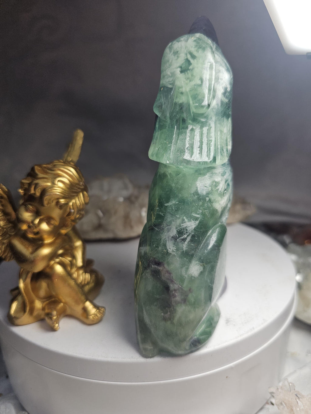 Fluorite Wolf, Crystal Wolf , Handmade, Crystal