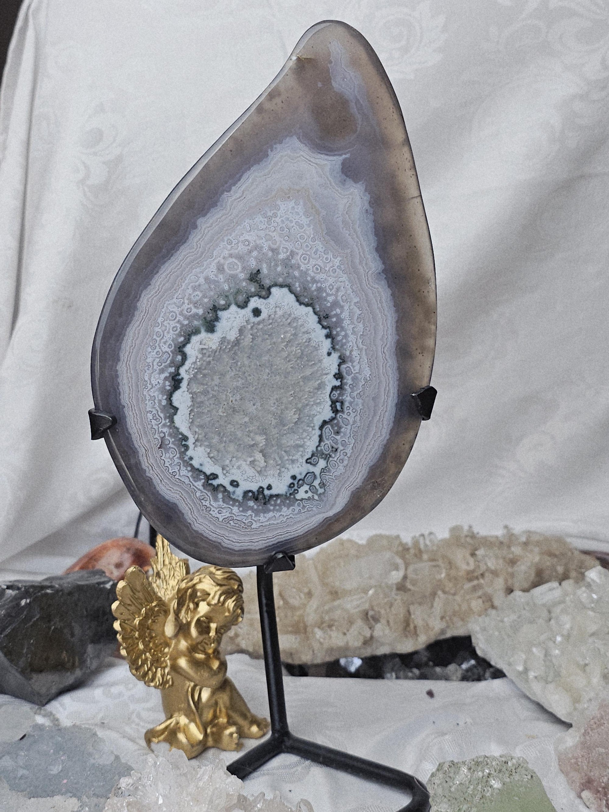 Banded Agate Slab, Statement Piece, Druzy Agate Crystal, Home Decor, Sculpture