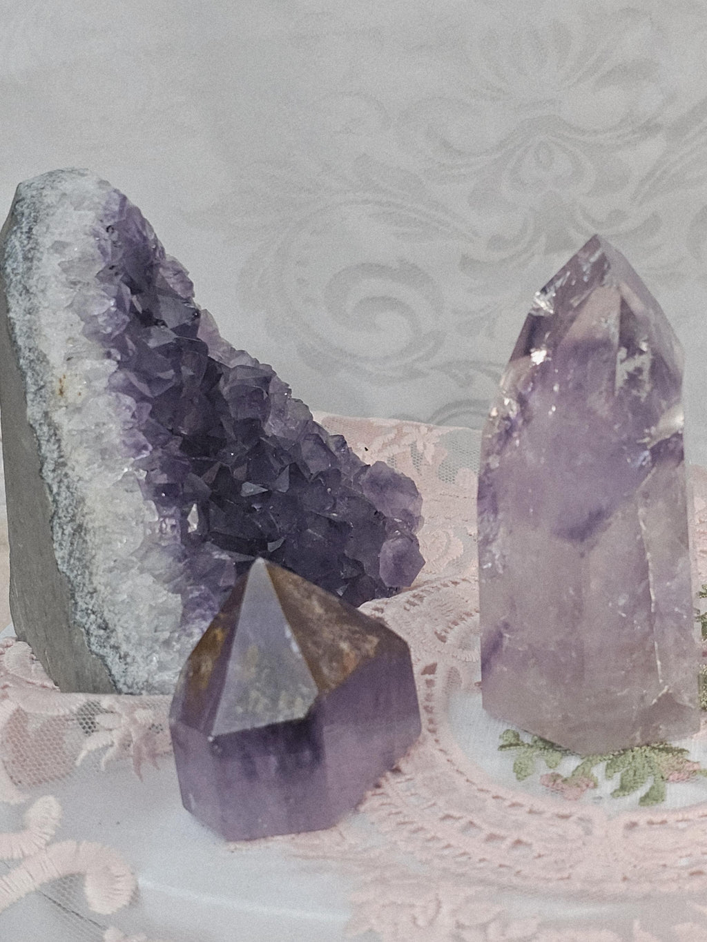 Amethyst Set , Statement Piece Amethyst Set,  Amethyst Golden Healer  Phantom Amethyst, Amethyst Cutbase