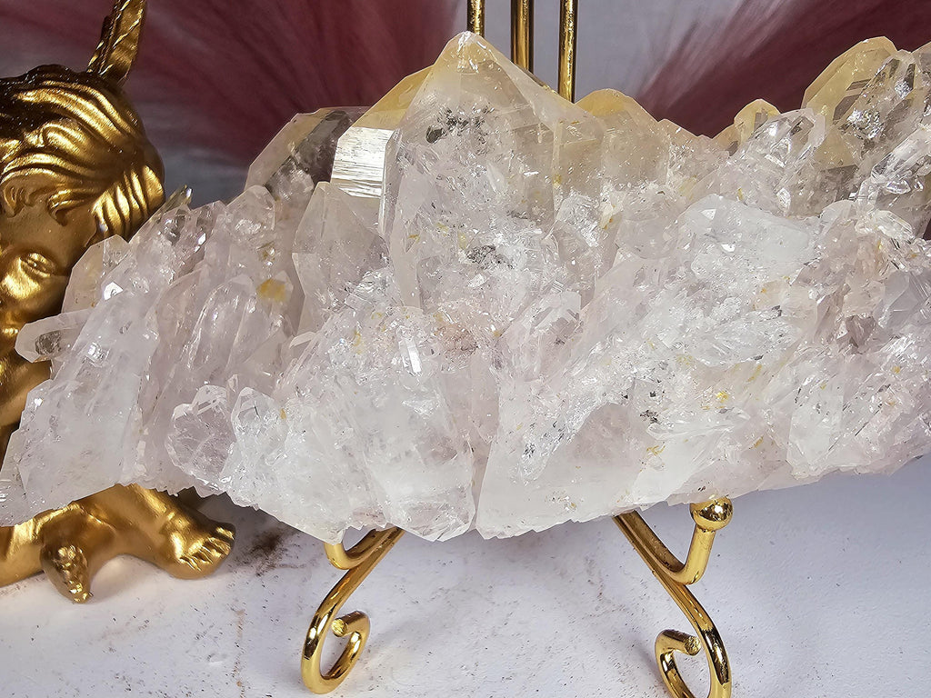 RARE Pink Tabby Lemurian Quartz Cluster, Mango Quartz and Pink Lemurian Quartz Cluster Columbia, Crystal Cluster