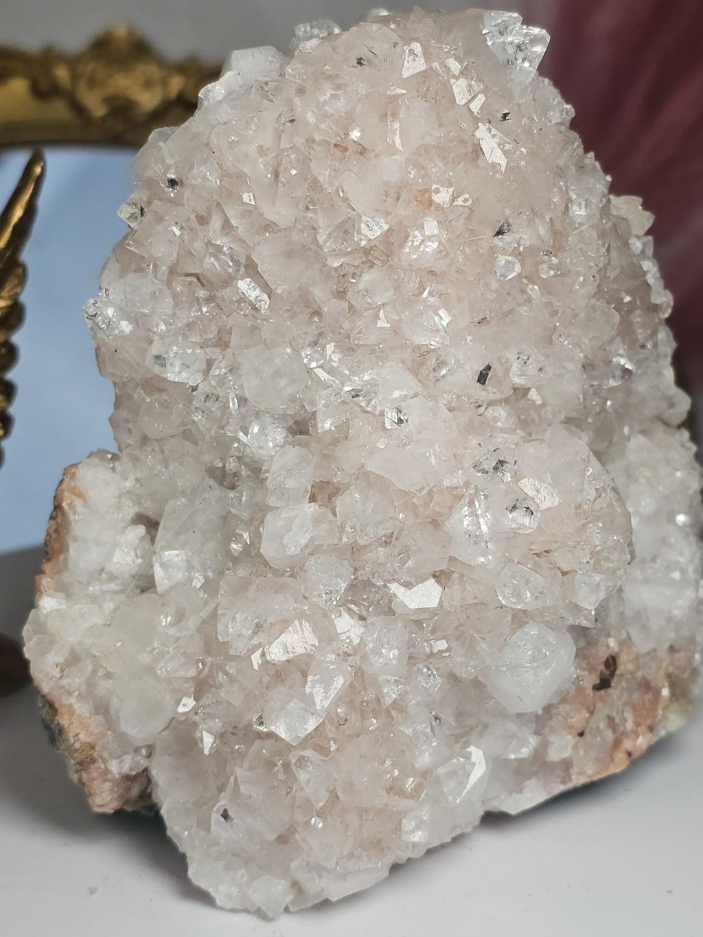 RARE Peaches and Cream Diamond Apophyllite from India , Apophyllite, Crystal, Crystal