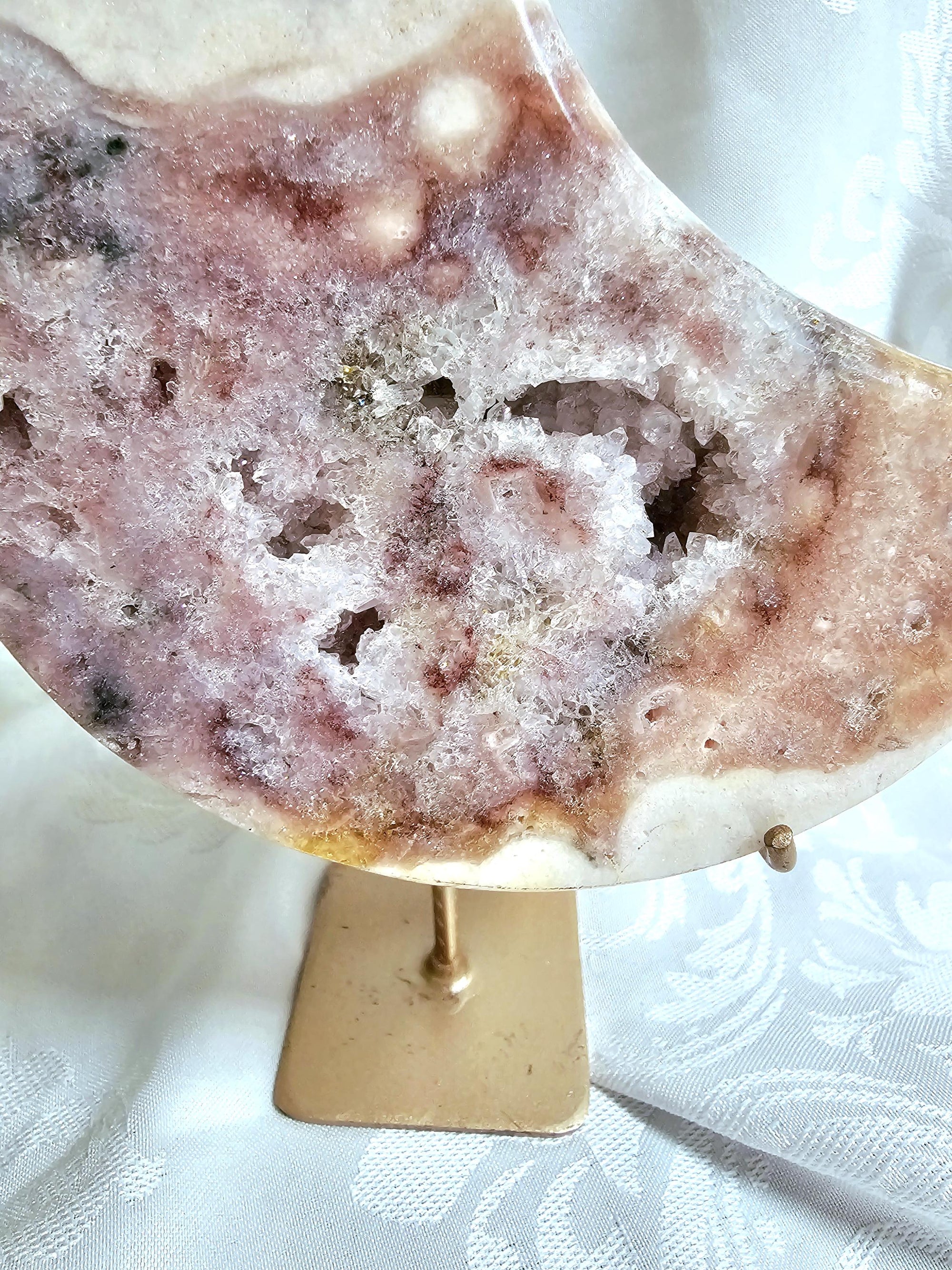 Pink Amethyst Moon, Druzy Moon, Crystal Moon,Gift