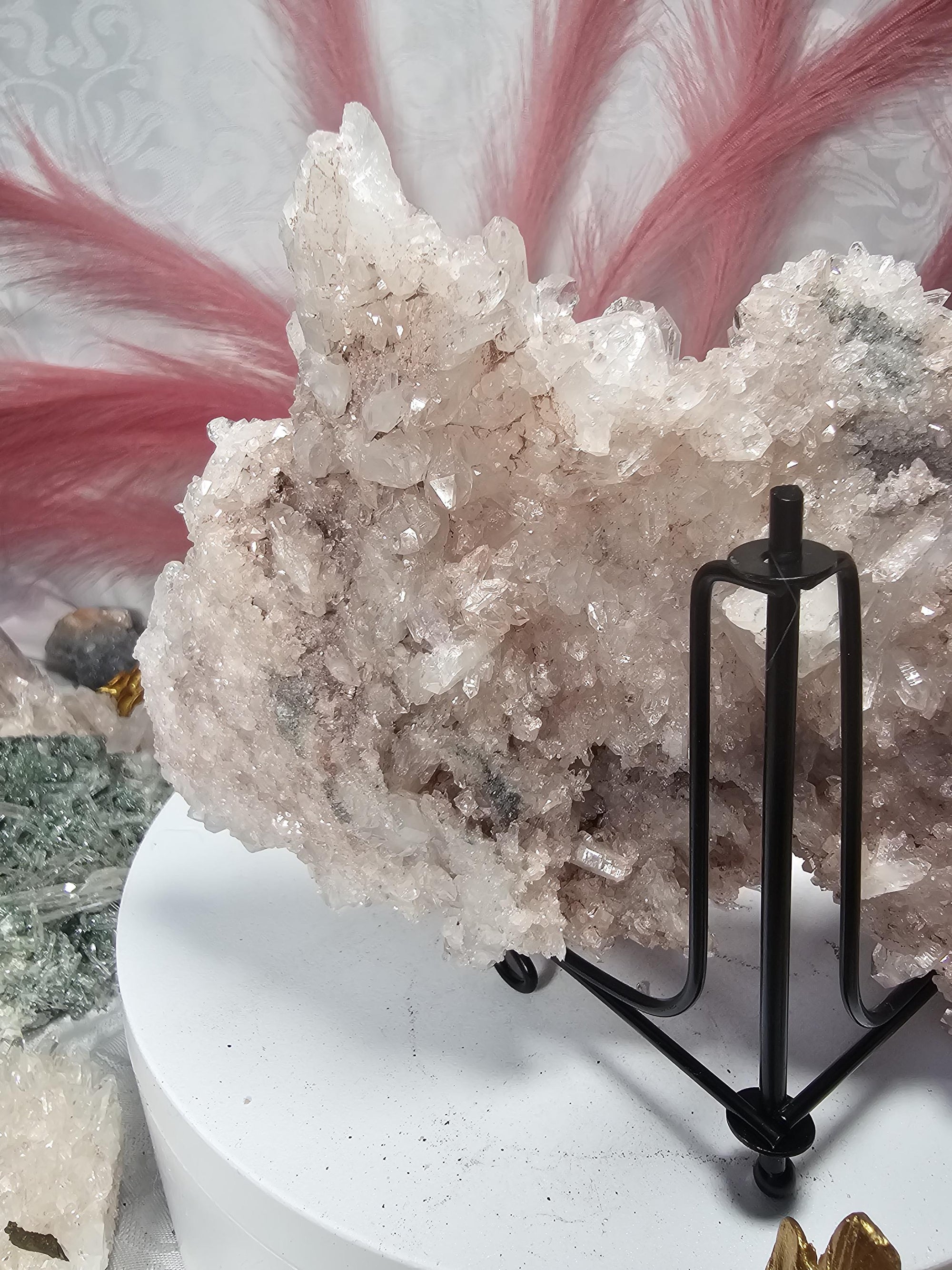 RARE Super Pink Lemurian Quartz Cluster, Columbia, Crystal Cluster