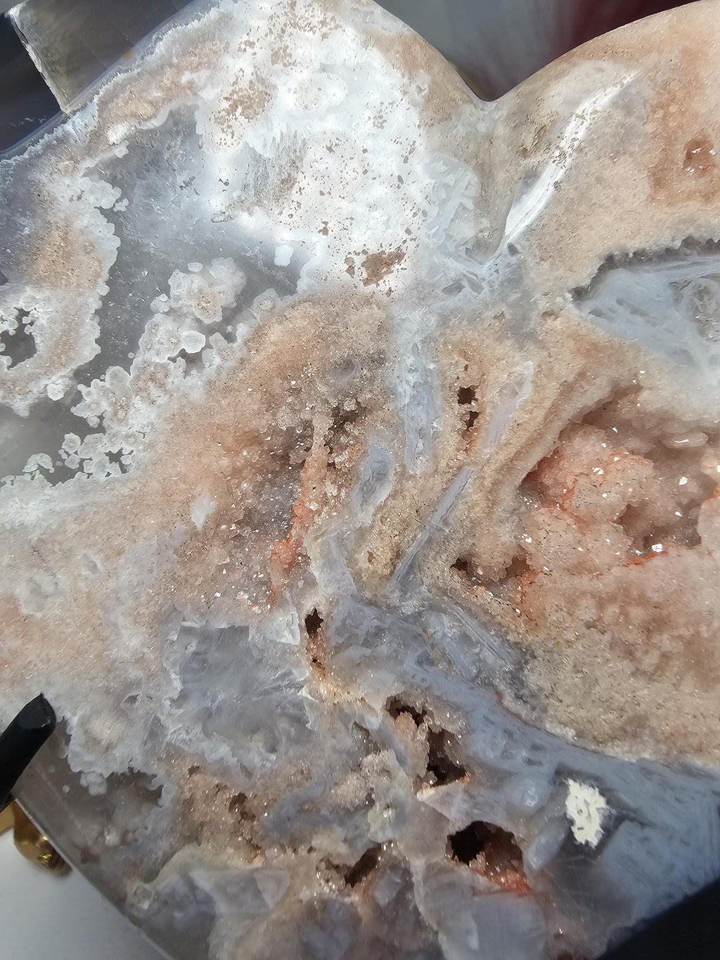 Rare Pink Amethyst with Rutile and Druzy , Druzy Moon, Crystal Moon,Gift