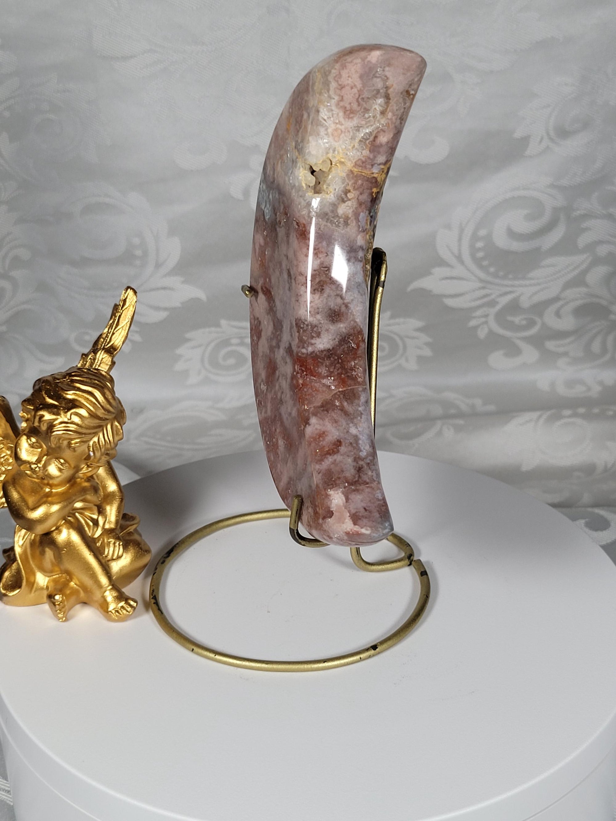 Pink Amethyst Moon, Druzy Moon, Crystal Moon,Gift