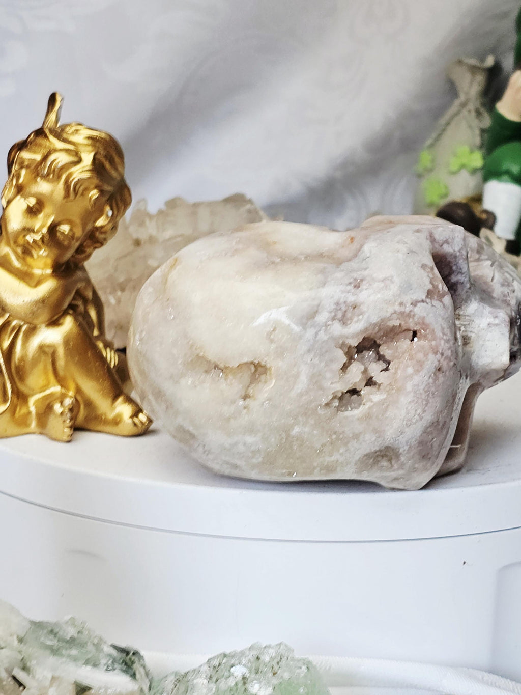 LG Pink Amethyst Skull, Druzy Skull , Crystal Art , Gift