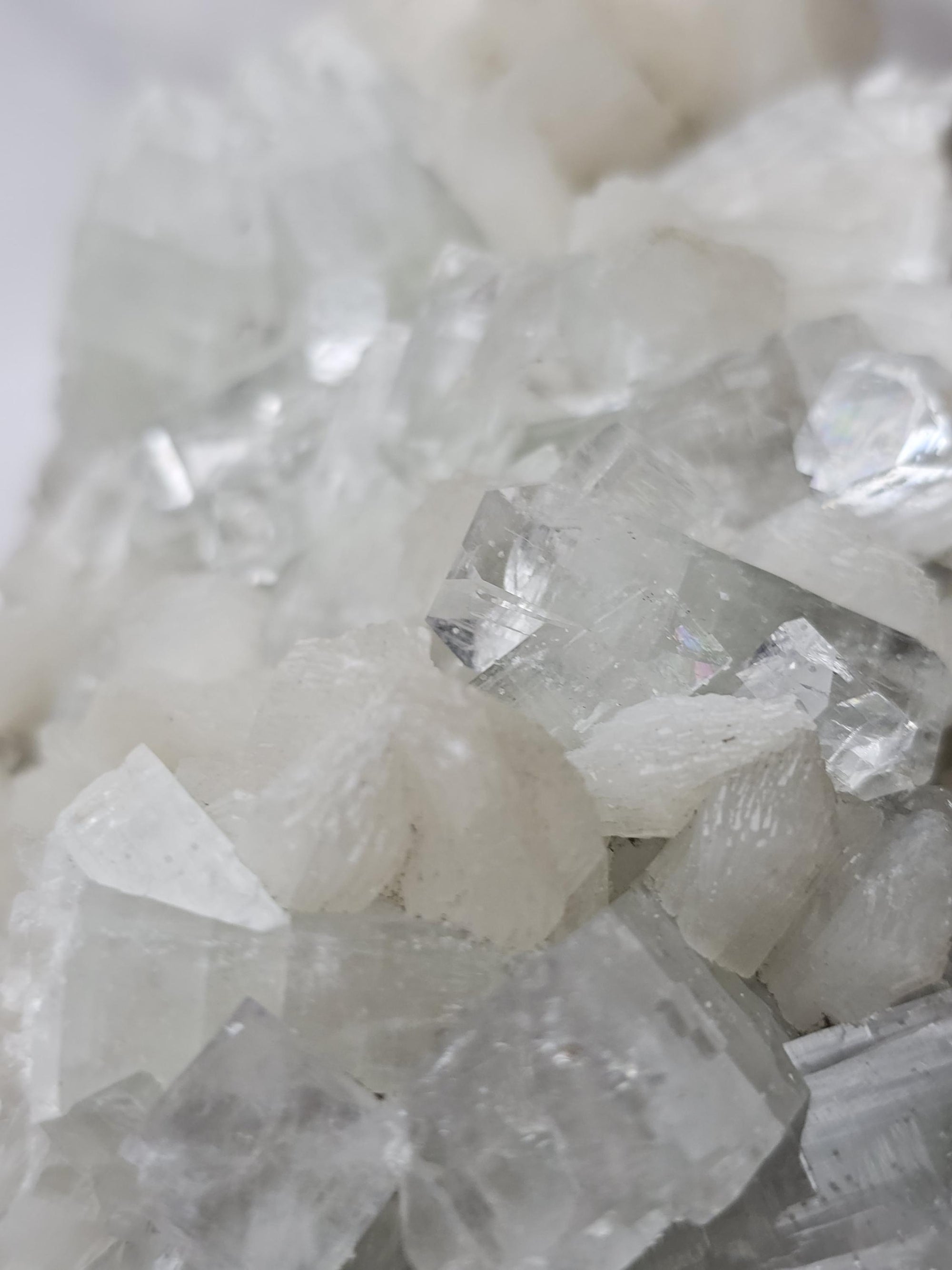 RARE Snow White Sugar Apophyllite with Stillbite from India , Apophyllite, Crystal, Crystal